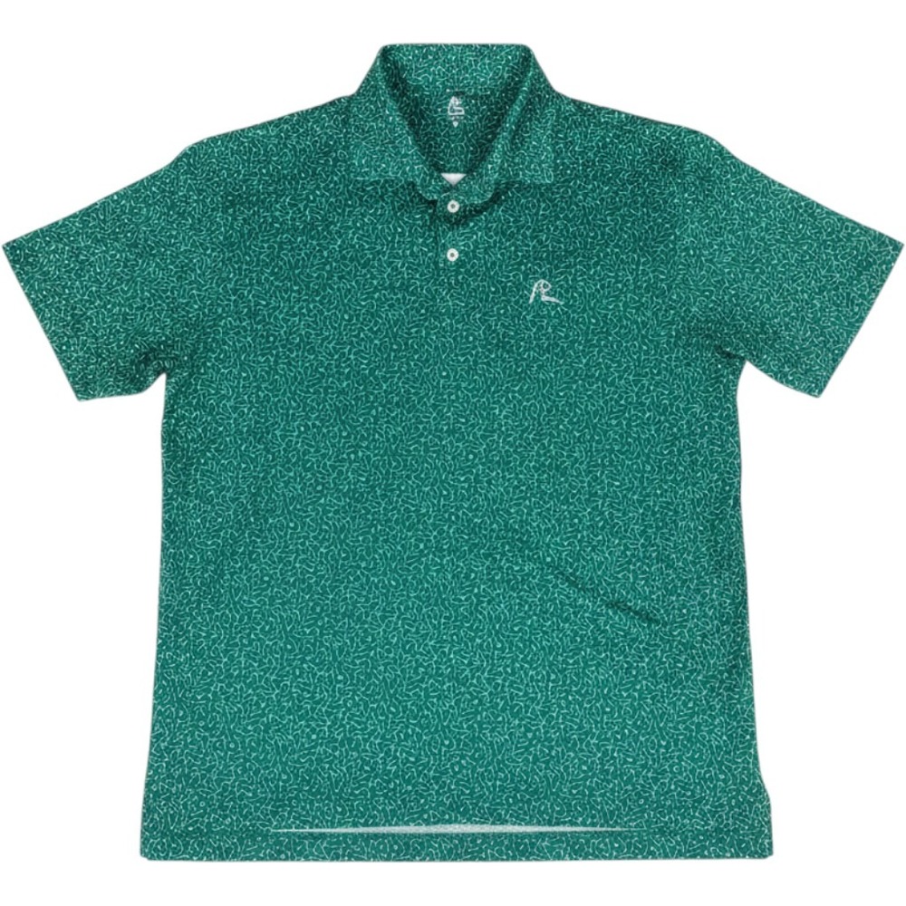 Rhoback Performance Polo Mens Large Green The Mulligan Golf Print Short Sleeve